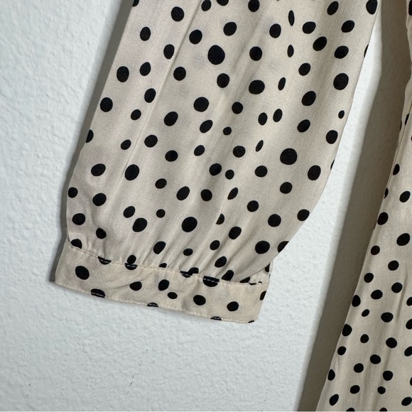 Forever 21 off white black polka dots 3/4 sleeve mini dress size medium - Picture 6 of 11